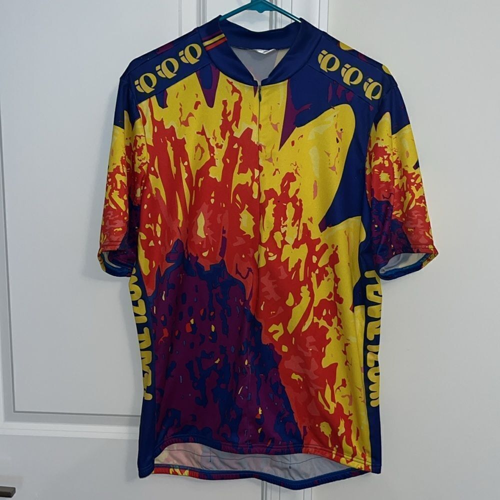 Vintage 3-4 zipper Pearl Izumi rainbow splash touring racing bike cycling jersey
